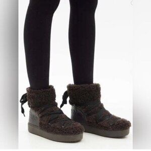 SEE BY CHLOE brown Charlene shearling and leather Ankle boots size EU/IT36